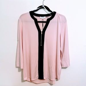 NWT Calvin Klein Blush Pink & Black Blouse